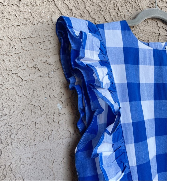 ANTHROPOLOGIE NWT WHIT Blue & White Gingham Checkered Plaid Ruffle Top XS - Picture 9 of 15